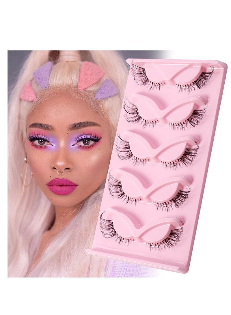 LashesMD Natural False Eyelashes Mink Lashes Wispy Cat Eye Lashes Fluffy Pack 3D Strip Fake Eyelashes 5 Pairs - Image 1