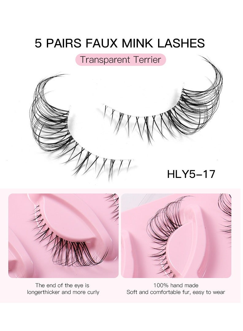 LashesMD Natural False Eyelashes Mink Lashes Wispy Cat Eye Lashes Fluffy Pack 3D Strip Fake Eyelashes 5 Pairs - Image 2