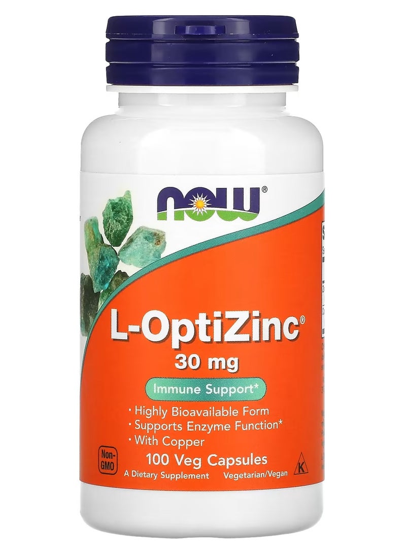now L-OptiZinc, 30 mg, 100 Veg Capsules - Image 1