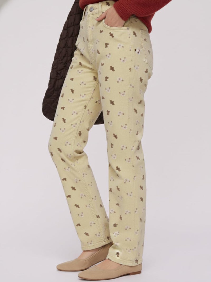 Celary Stylish Embroidered Denim Pants for Women | Casual Wide Leg Jeans with Floral Design - Image 5