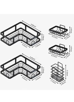 Tiokkss Corner Shower Caddy 5 Pack, Adhesive Shower Organizer, Shower Rack with 16 Hooks, Large Capacity, Rustproof Stainless Steel Shower Shelf for Inside Shower & Bathroom Storage&Home Decor, Black  - Image 2