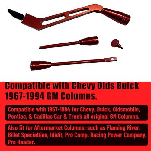 BST BSSP Red Billet Aluminum Column Shifter Lever Turn Signal Tilt Kit for GM Column Shifter Lever Hazard Boots Tilt Kit Compatible with 19671994 Chevrolet Buick Oldsmobile Pontiac Cadillac - Image 3