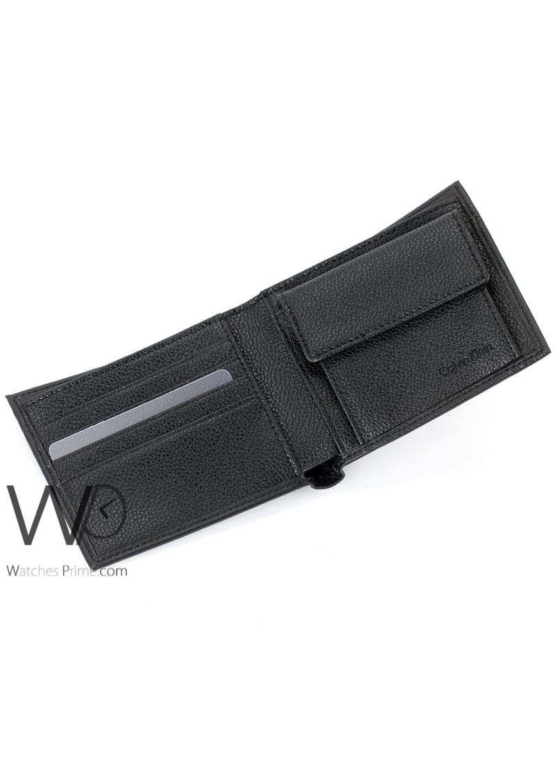 كالفن كلاين جينز محفظة كالفن كلاين جينز للرجال من الجلد الطبيعي باللون الأسود - Image 3