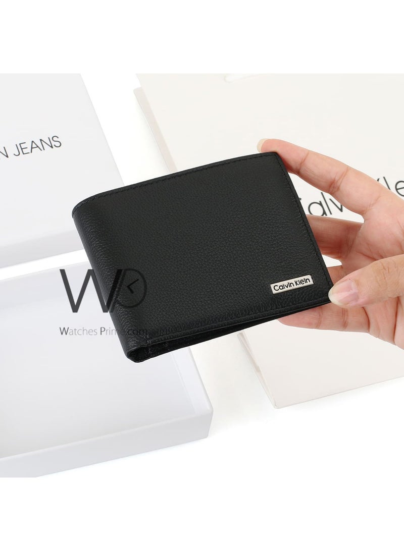 كالفن كلاين جينز محفظة كالفن كلاين جينز للرجال من الجلد الطبيعي باللون الأسود - Image 2