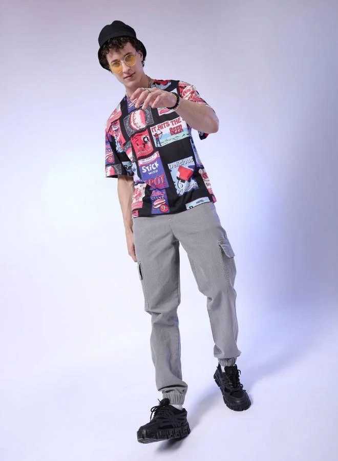 The Indian Garage Co  Men Regular Fit Solid Mid-Rise Stretchable Denim Cargo Joggers for Men | Best Price UAE