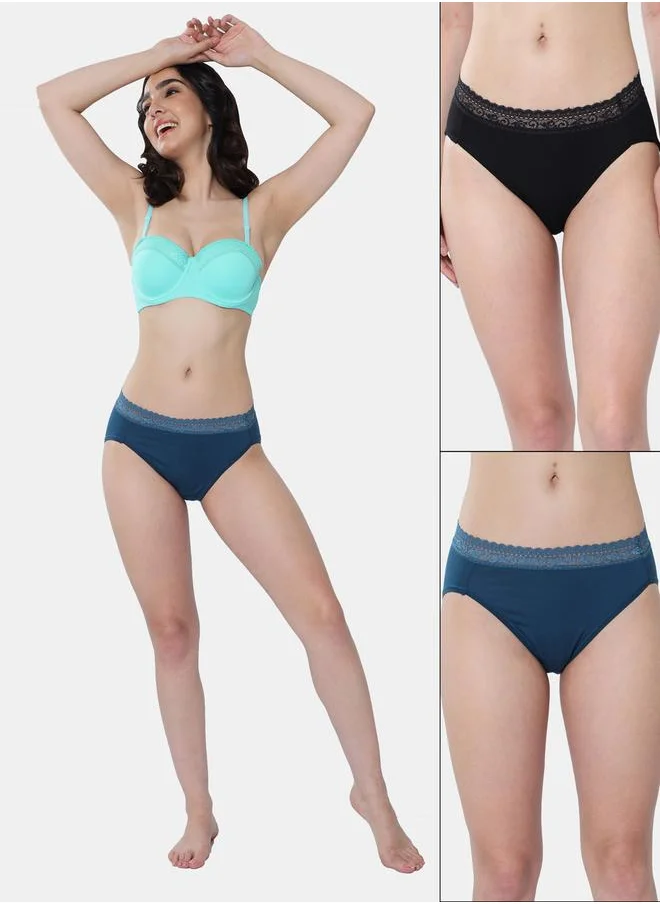 انفي Pack of 2 - Lace Detail Waistband Hipster by Styli