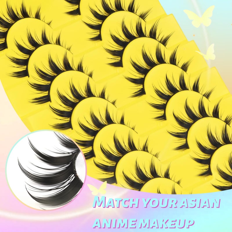 Losha Lashes Spiky Manga Lashes Wispy Anime False Eyelashes 9 Pairs 8D Asian Eye Lashes Natural Anime Fake Eyelashes (Lovely) - Image 5