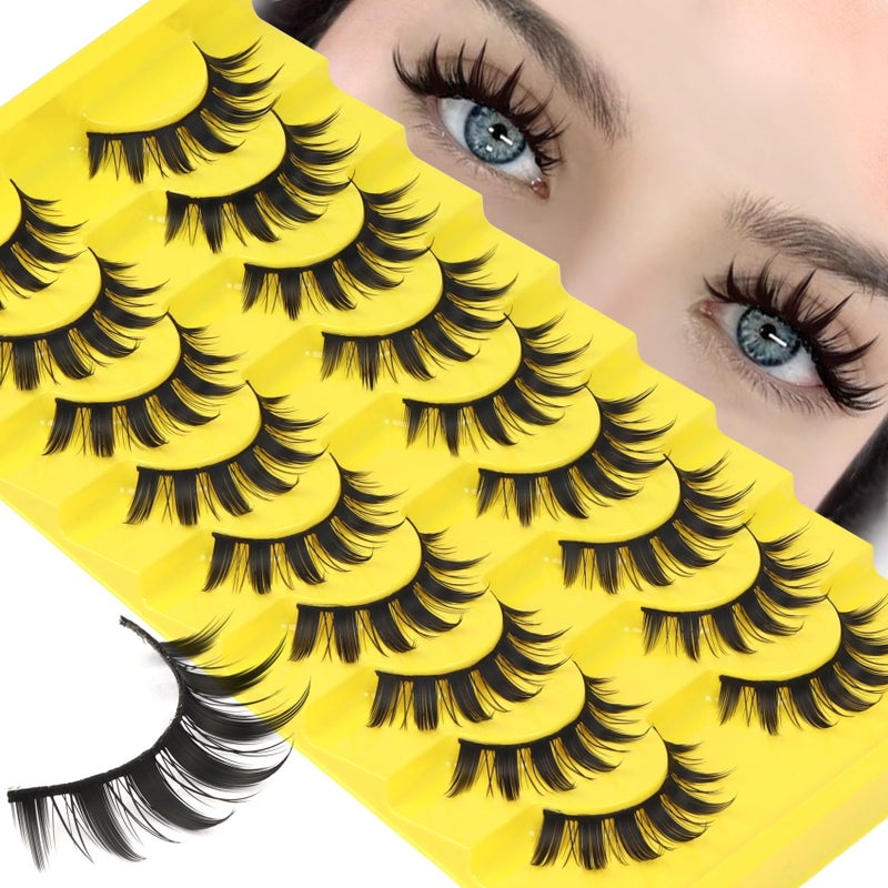 Losha Lashes Spiky Manga Lashes Wispy Anime False Eyelashes 9 Pairs 8D Asian Eye Lashes Natural Anime Fake Eyelashes (Lovely) - Image 1