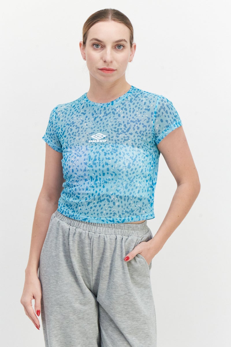 umbro ملابس رياضية نسائية قميص تدريب قصير الأكمام، تركواز - Image 1