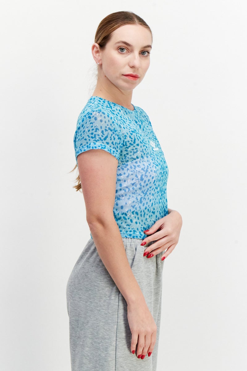 umbro ملابس رياضية نسائية قميص تدريب قصير الأكمام، تركواز - Image 2