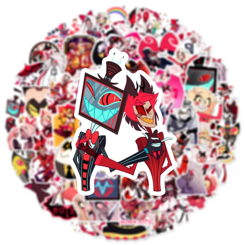 PWSTY 50Pcs Hazbin Cartoon Hotel Stickers Mixed Pack,Cartoon Characters Stickers Movie Decorative Sticker for Kids Teens Adults Waterproof Sticker for Water Bottle Laptop (Hotel) - Image 2