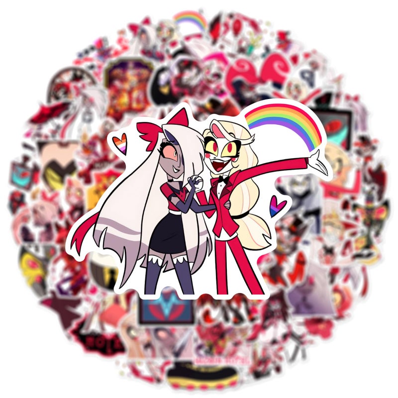 PWSTY 50Pcs Hazbin Cartoon Hotel Stickers Mixed Pack,Cartoon Characters Stickers Movie Decorative Sticker for Kids Teens Adults Waterproof Sticker for Water Bottle Laptop (Hotel) - Image 5
