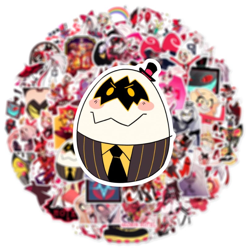 PWSTY 50Pcs Hazbin Cartoon Hotel Stickers Mixed Pack,Cartoon Characters Stickers Movie Decorative Sticker for Kids Teens Adults Waterproof Sticker for Water Bottle Laptop (Hotel) - Image 3