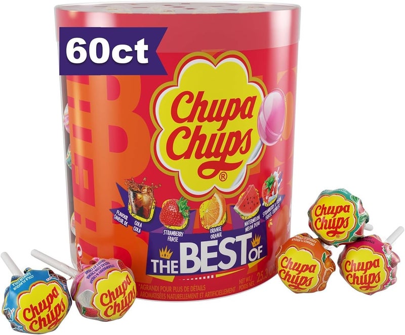 Chupa Chups Assorted Lollipops Drum - 60 Count - Image 1