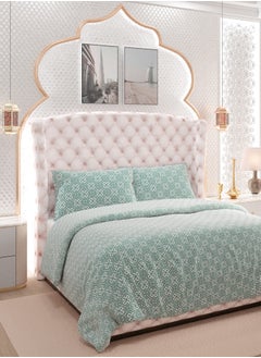 Color Sense Print 1 Comforter + 2 Pillow Cases Double Cotton Green 220x160cm  - Image 2