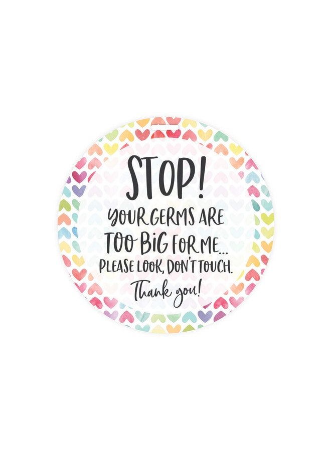 Canopy Street Watercolor Rainbow Hearts Stop No Touching Baby Car Seat Sign/Rainbow Baby Stroller Tag - Image 1