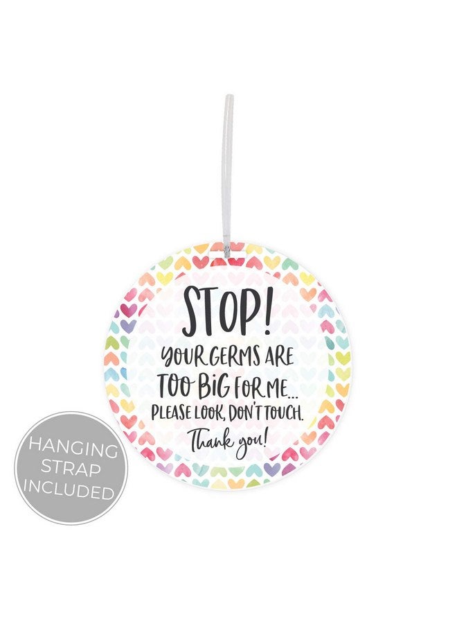 Canopy Street Watercolor Rainbow Hearts Stop No Touching Baby Car Seat Sign/Rainbow Baby Stroller Tag - Image 2