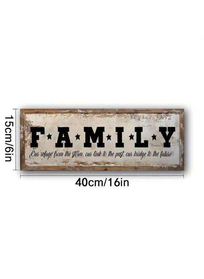 Vintage Wooden Family Themed Sign Yellow 40x15cm Home Decor Plaque Front Door Decoration Party Decor Heartfelt Gift For Family And Friends Suitable For Living Room Kitchen Bedroom - Image 3