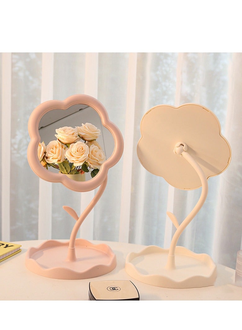 Flower-Shaped Makeup Mirror for Desk Vanity Mirror for Bedroom,Living Room and Minimal Spaces Room Decor Home Decorations (Pink)  - Image 2