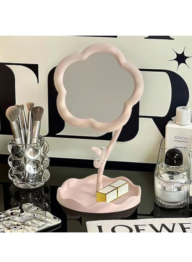 Flower-Shaped Makeup Mirror for Desk Vanity Mirror for Bedroom,Living Room and Minimal Spaces Room Decor Home Decorations (Pink)  - Image 5