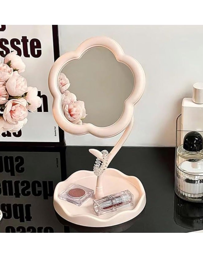 Flower-Shaped Makeup Mirror for Desk Vanity Mirror for Bedroom,Living Room and Minimal Spaces Room Decor Home Decorations (Pink)  - Image 3