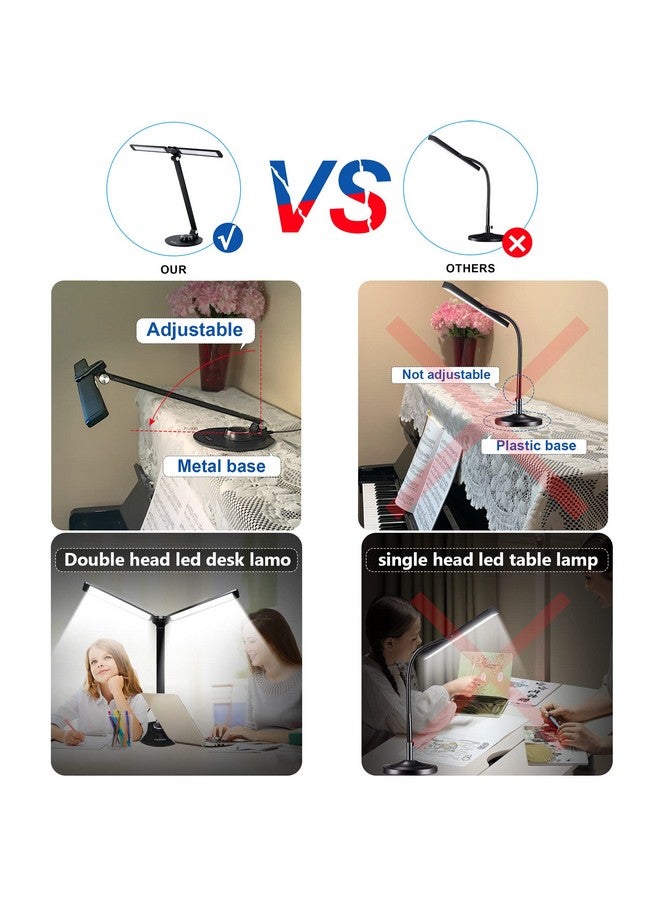 NUNET NUNET LED Desk Lamps for Home Office,Piano Lamp for Upright Piano,Rotatable Aluminum Desk Lamps with USB Charging Port,Eye-Caring Reading Light/3 Lighting Modes/Brightness Adjustable Lamp,Black  - Image 4