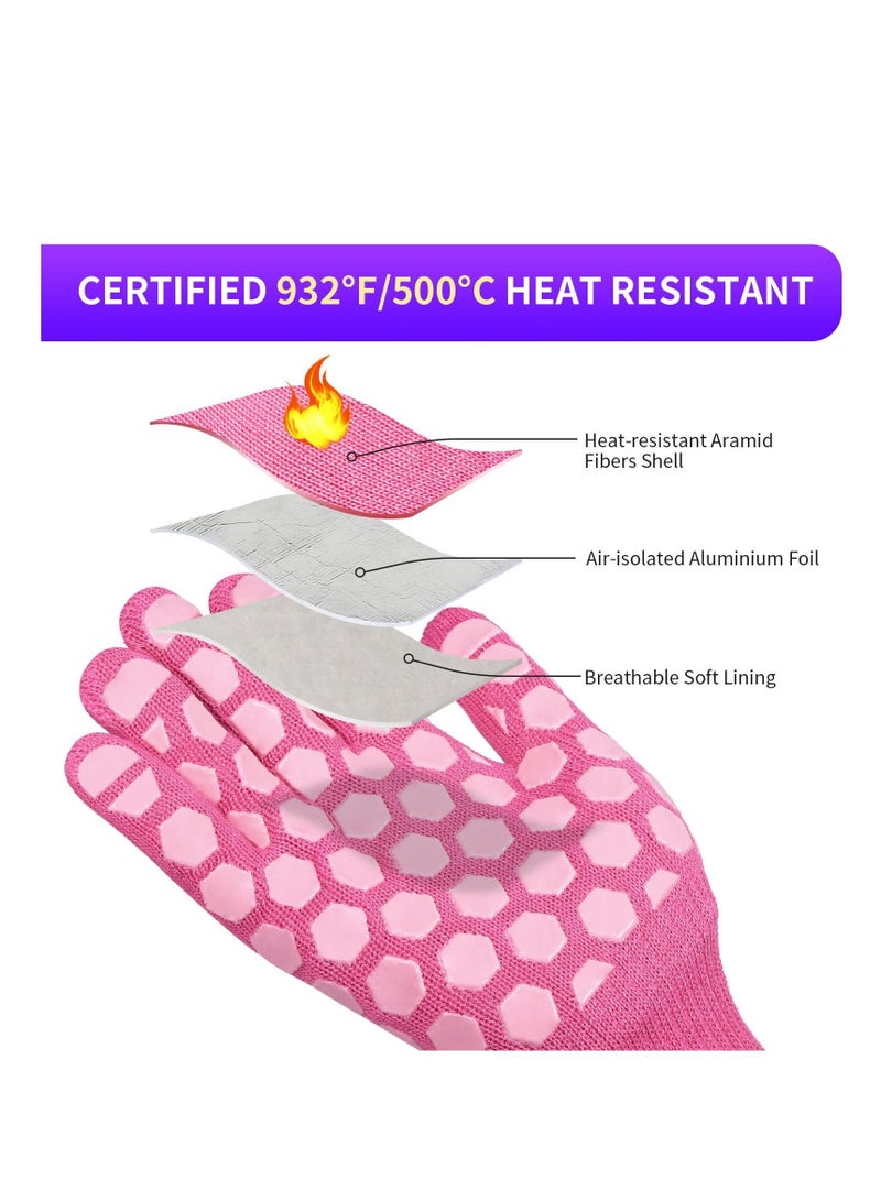 SYOSI BBQ Gloves Women Oven Mitts: 932°F Heat Resistan Gloves - Grill Gloves for Kitchen Cooking Pot Holders  - Image 5