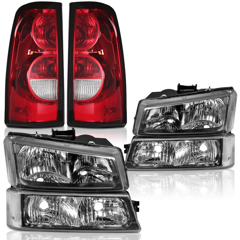 Headlights Tail Lights Assembly Combo for 20032006 Chevy Silverado 1500 2500 HD Models 2007 Chevy Silverado Classic Headlamp wRear Brake Lamp Taillight Black Housing Clear Corner