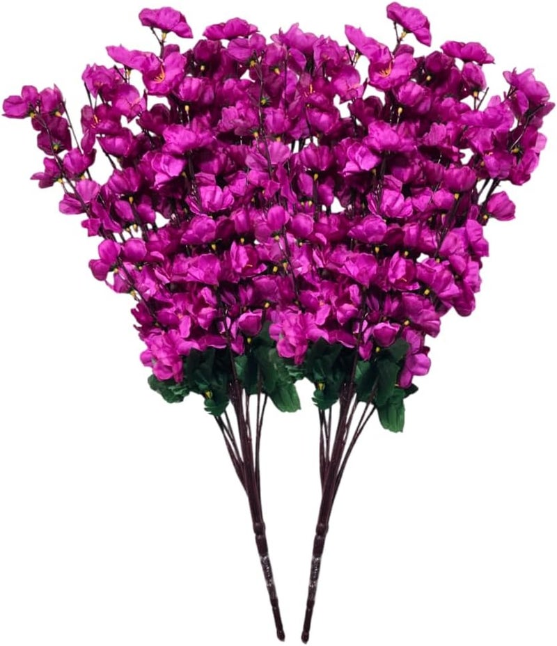 Sheux Artificial Plant for Decoration Cherry Blossom Bouquet (Purple) Realistic Silk Flowers for Home Decor, Wedding, & Office(2 Piece) - Image 1