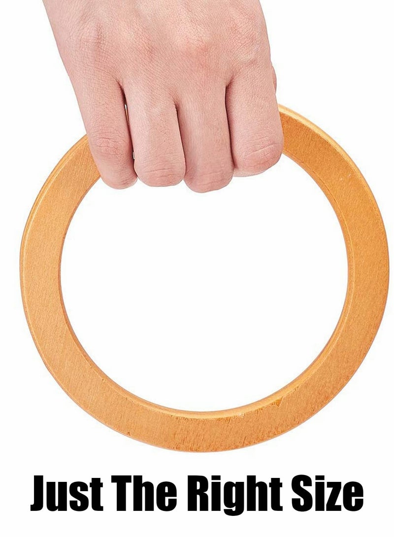 Excefore Wooden Bag Handles, 4 Pcs Round Shaped Replacement Purse Handles, 13.5 cm Handbag DIY Accessories - Image 5