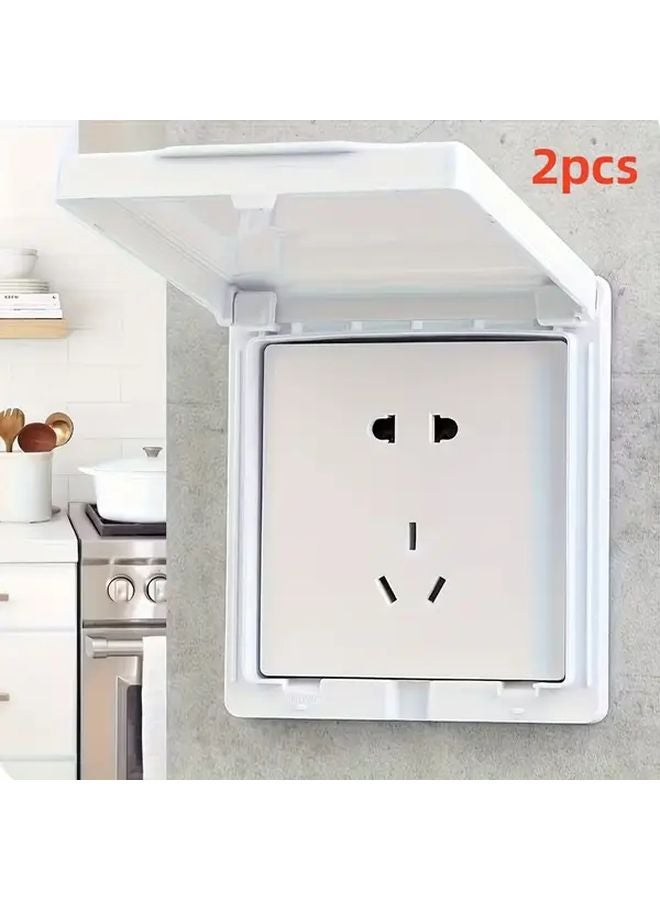 2pcs Ultra Thin Waterproof Switch Socket Cover Self Adhesive Kitchen Oil Proof Box - Image 2