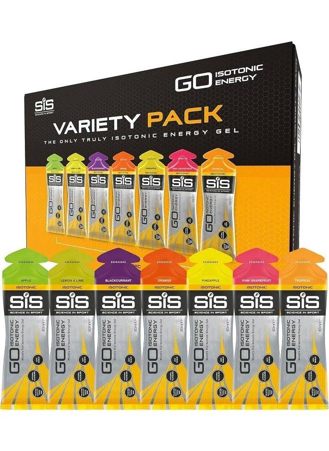 Science in Sport - GO Isotonic Energy Gels Running Gels With 22g Carbohydrates Low Sugar Variety Pack Of Assorted Flavours 60ml Per Serving 7 Pack - Image 1