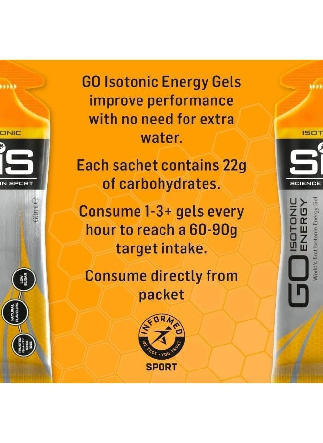 Science in Sport - GO Isotonic Energy Gels Running Gels With 22g Carbohydrates Low Sugar Variety Pack Of Assorted Flavours 60ml Per Serving 7 Pack - Image 1