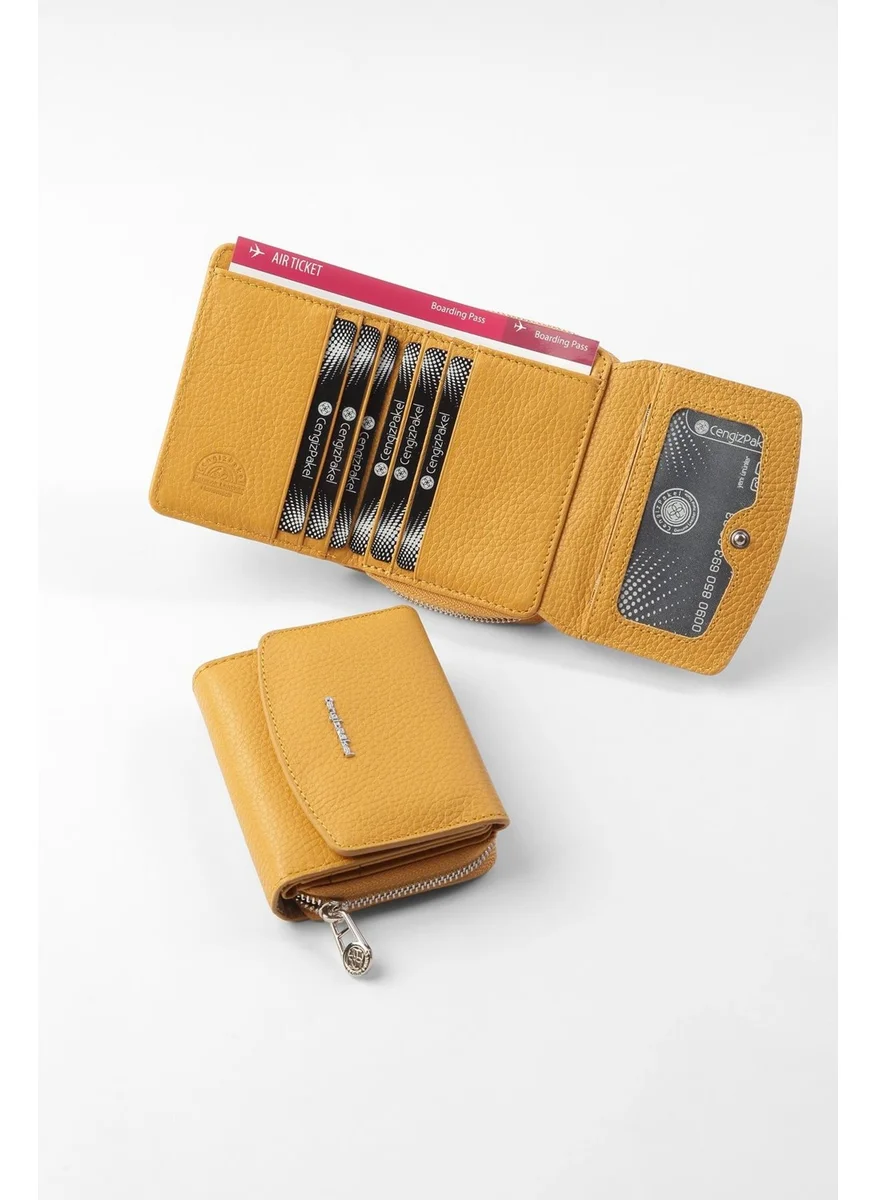 Cengiz Pakel Women's Leather Mini Horizontal Snap Wallet/Clutch - 65288 - Mustard