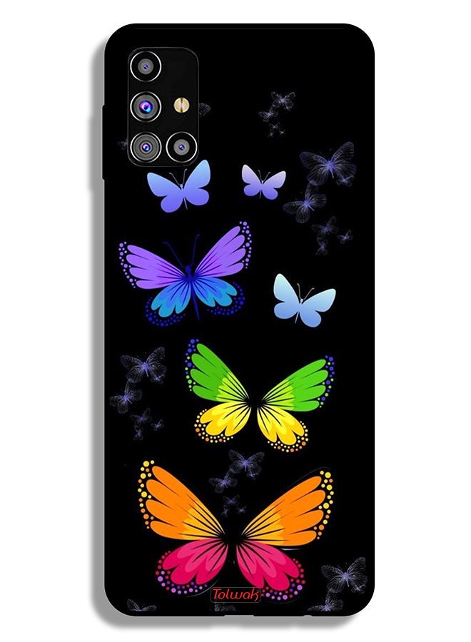 Tolwak Samsung Galaxy M31s Protective Case Cover Colorful Butterflies - Image 2
