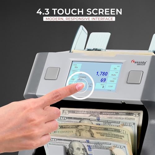 Cassida 8800R V2 USA Premium Bank-Grade Mixed Denomination Money Counter Machine, Advanced Counterfeit Detection, Multi-Currency, 3-Year Warranty, Includes External Display, Printing Enabled - Image 4