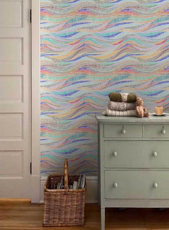 MuralPeel ورق جدران MuralPeel عصري بنمط فسيفساء هندسية ملونة، سهل اللصق والإزالة، مناسب لغرف النوم والخزائن، ومناسب للمستأجرين. - Image 3