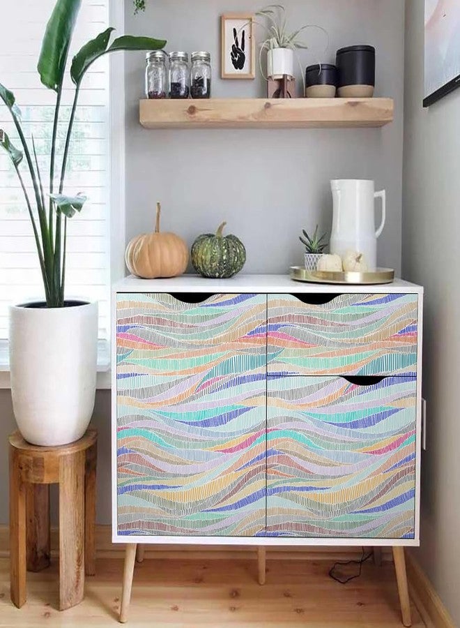 MuralPeel ورق جدران MuralPeel عصري بنمط فسيفساء هندسية ملونة، سهل اللصق والإزالة، مناسب لغرف النوم والخزائن، ومناسب للمستأجرين. - Image 5