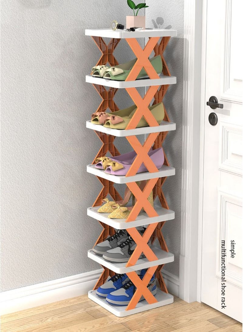 DubaiGallery Plastic shoe rack door simple multi-layer shoe cabinet bathroom can be superimposed space-saving layered shoe - Image 1