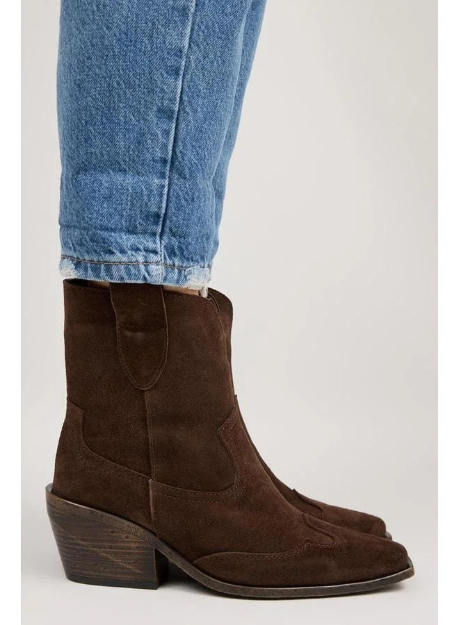 Ellinor Women's Genuine Leather Western Coffee Boot.