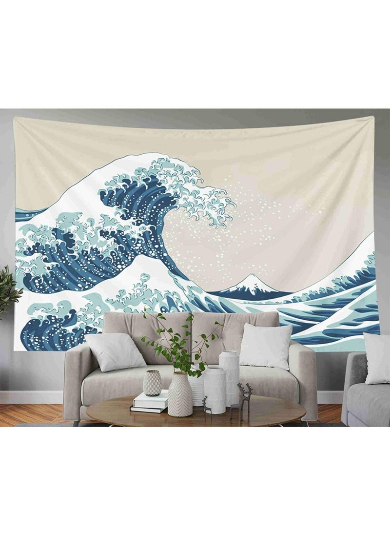 BPA - Aesthetic Room D cor Ocean Ocean Wave  Great Wave Mount Fuji Century Hanging Wall Tapestries for Living Room Decor 60X50 Inches 150X130Cm Inhouse Blue White - Image 1