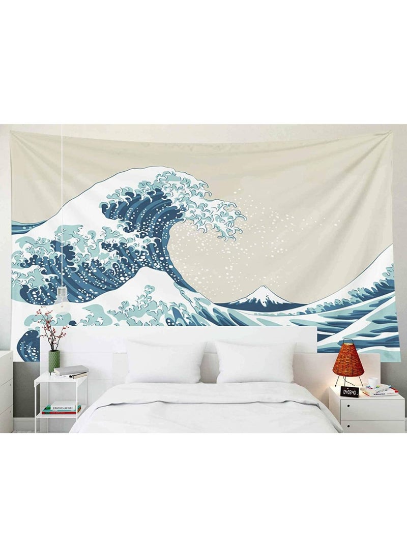 BPA - Aesthetic Room D cor Ocean Ocean Wave  Great Wave Mount Fuji Century Hanging Wall Tapestries for Living Room Decor 60X50 Inches 150X130Cm Inhouse Blue White - Image 1