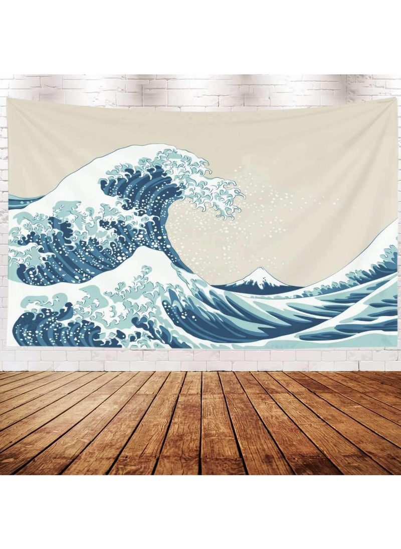BPA - Aesthetic Room D cor Ocean Ocean Wave  Great Wave Mount Fuji Century Hanging Wall Tapestries for Living Room Decor 60X50 Inches 150X130Cm Inhouse Blue White - Image 1