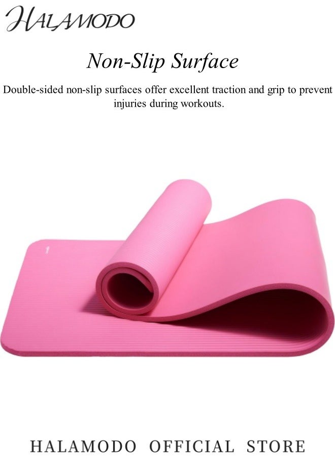 HALAMODO Exercise Yoga Mat with Carrying Strap Extra Thick Fitness & Exercise Mat High Density Anti-Tear Exercise Yoga Mat for Home Workout, Yoga, Pilate  - Image 2