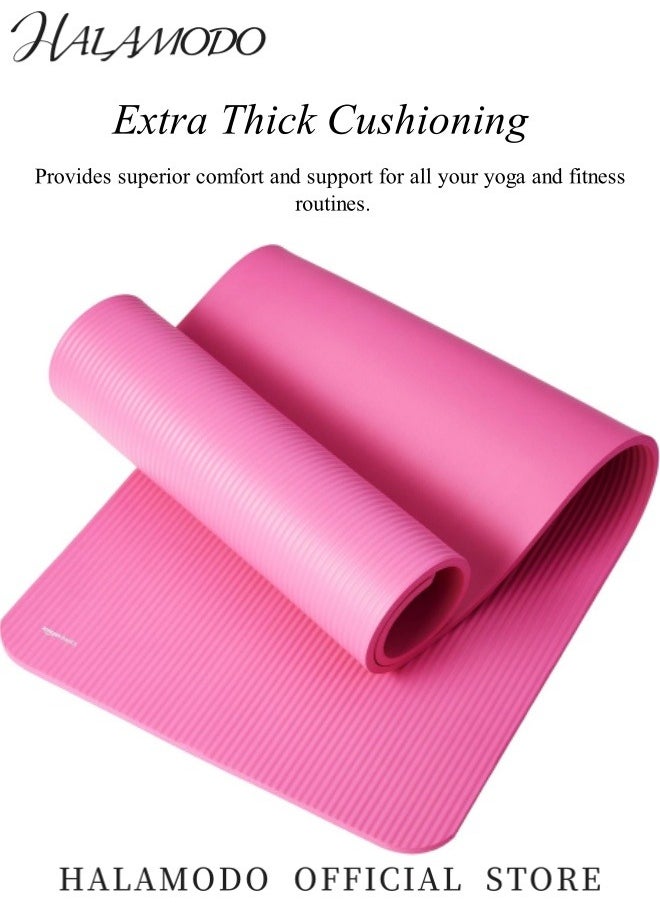 HALAMODO Exercise Yoga Mat with Carrying Strap Extra Thick Fitness & Exercise Mat High Density Anti-Tear Exercise Yoga Mat for Home Workout, Yoga, Pilate  - Image 3