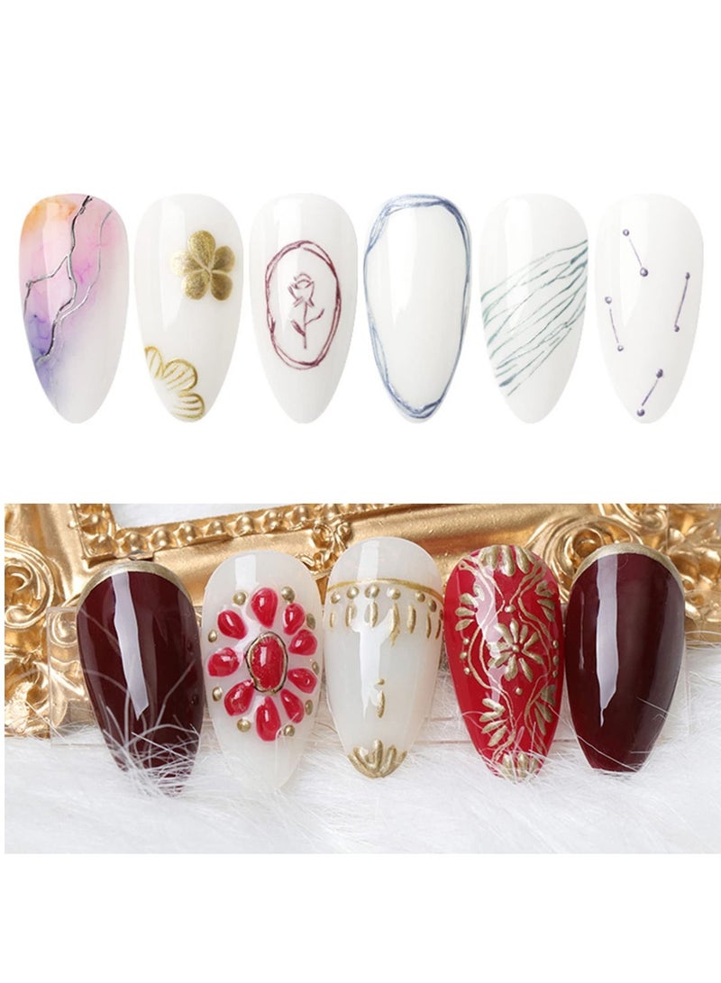 SYOSI 2 Pcs Metallic Painted Nail Gels, Nail Art Creative Elastic Gel Polish Nail DIY Gel Nail Painting Drawing Polish Emboss UV Gel (Gold, Silver) - Image 5