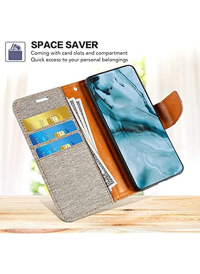 Aookay Case for Galaxy S6 Edge Plus, PU Leather Wallet Case with Soft TPU Back Cover Magnet Flip Case [Card Slots & Kickstand] for Galaxy S6 Edge Plus (Galaxy S6 Edge Plus, Gray)
