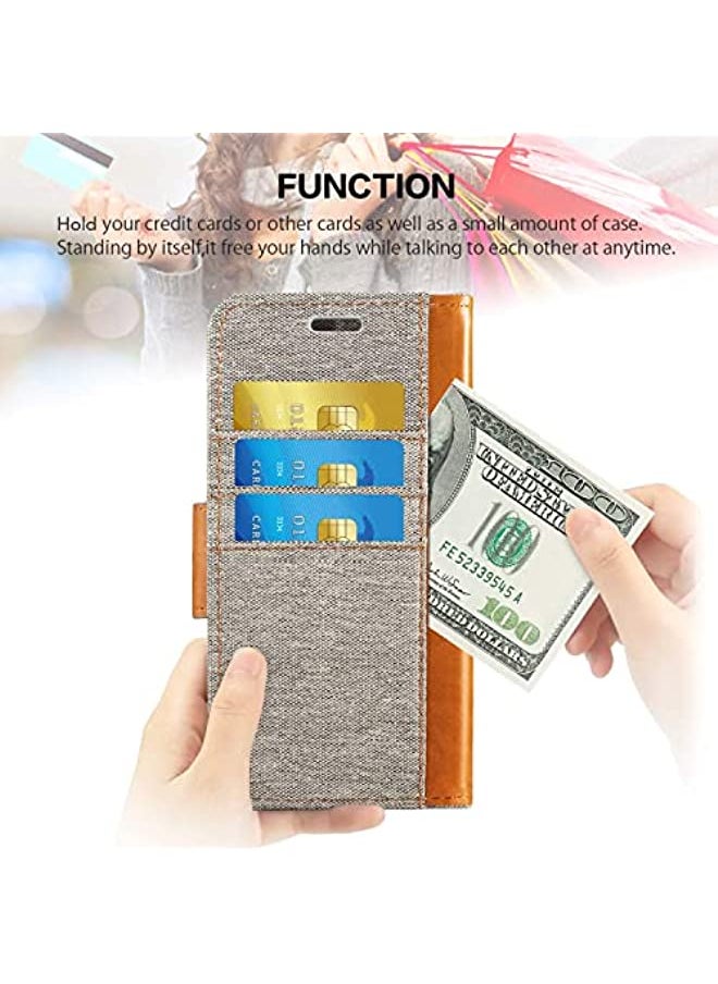 Aookay Case for Galaxy S6 Edge Plus, PU Leather Wallet Case with Soft TPU Back Cover Magnet Flip Case [Card Slots & Kickstand] for Galaxy S6 Edge Plus (Galaxy S6 Edge Plus, Gray)