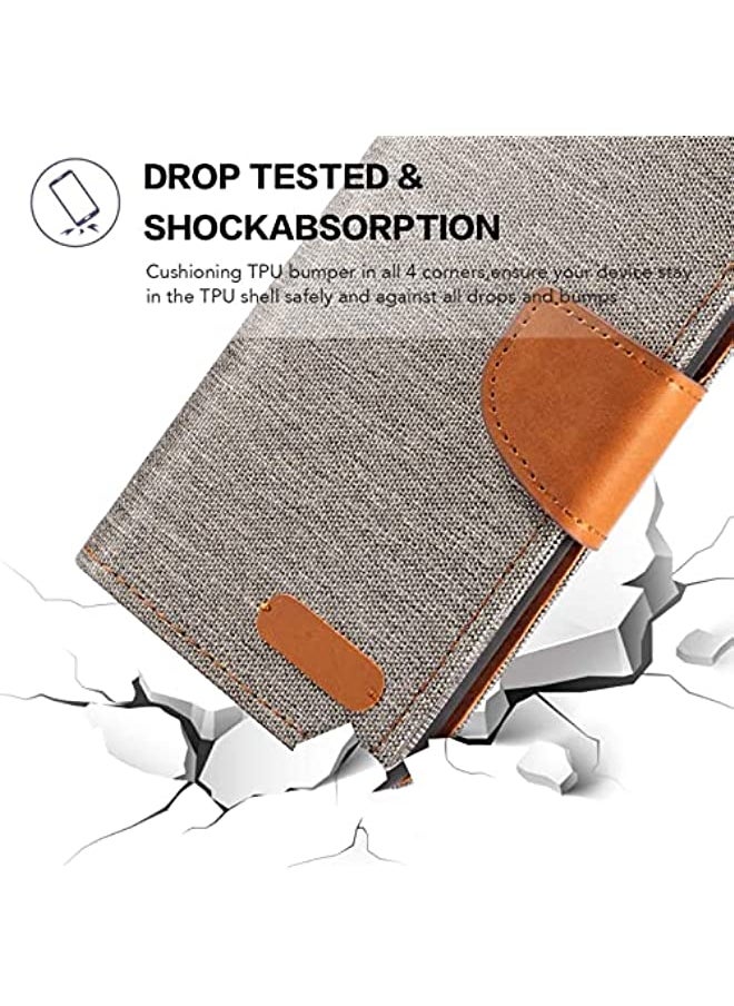 Aookay Case for Galaxy S6 Edge Plus, PU Leather Wallet Case with Soft TPU Back Cover Magnet Flip Case [Card Slots & Kickstand] for Galaxy S6 Edge Plus (Galaxy S6 Edge Plus, Gray)
