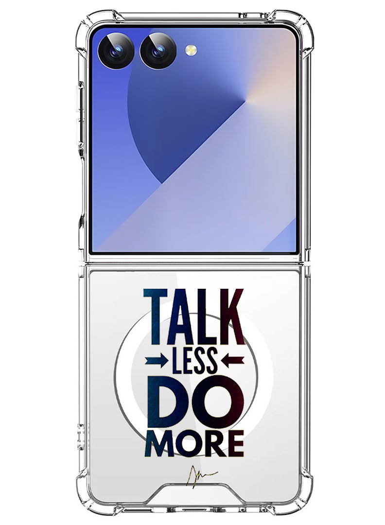 Theodor Magnetic Case for Samsung Galaxy Z Flip 7 Compatible with MagSafe Wireless Charging, Shockproof Phone Bumper Cover talk less do more - Image 1